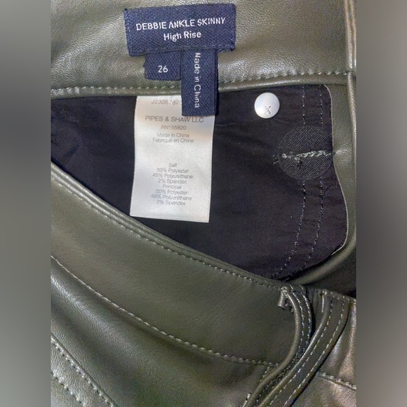 New! Veronica Beard Debbie Skinny Faux Leather Jeans in Loden Olive Green 🌿sz 26 - Picture 16 of 16